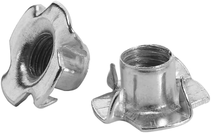 100Pcs M8 Metal Captive T Nuts Pronged Tee Blind Nuts Metric - (Color: Silver)