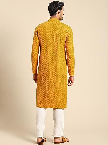Image of Rajubhai Hargovindas Men Chikankari and Sequin Work Kurta