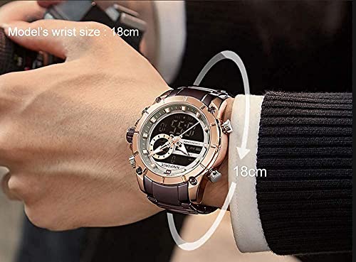 NAVIFORCE Watch for Men Dual Display Digital Quartz Watches Multifunctional Business Stainless Steel Wristwatch