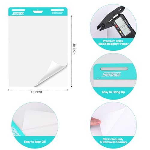 image for SHARBDA Sticky Easel Pad, 25 in x 30 in,Flip Chart Paper,Sticky Chart 