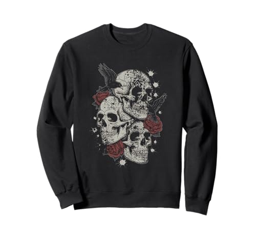 Roses and Skulls Elder Emo Grunge Punk Graphic Goth Gothic Sweatshirt