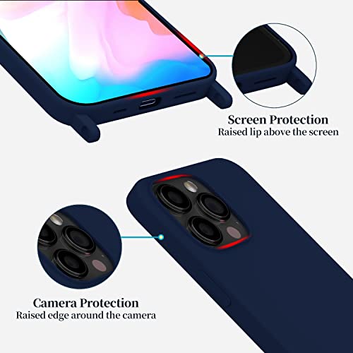 Image of Compatible with iPhone 12 Pro Max Case with Lanyard Crossbody iPhone Case with Strap Adjustable Shockproof Drop Protection Silicone Phone Cover for iPhone 12 Pro Max 6.7'' Navy Blue