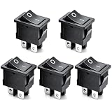 mxuteuk 5pcs Snap-in DPST Rocker Switch Toggle Power ON-Off Switch 4 Pin AC 250V 6A 125V 10A, Use for Car Auto Boat Household Appliances MXU1-4-201