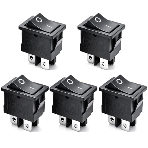 mxuteuk 5pcs Snap-in DPST Rocker Switch Toggle Power ON-Off Switch