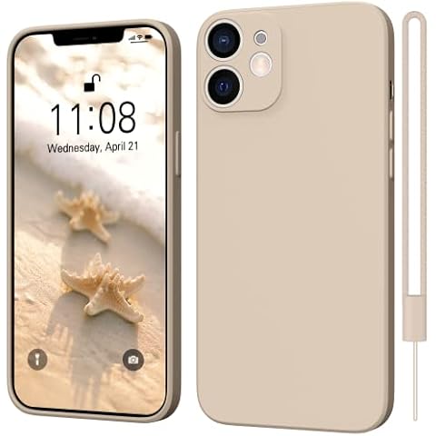 MSEVC iPhone 12 Case 6.1-inch Silicone Camera Protection Ultra Slim Case Soft Gel iPhone 12 Cover Rubber Anti-Scratch Phone Case Compatible for iPhone 12 Khaki Cover