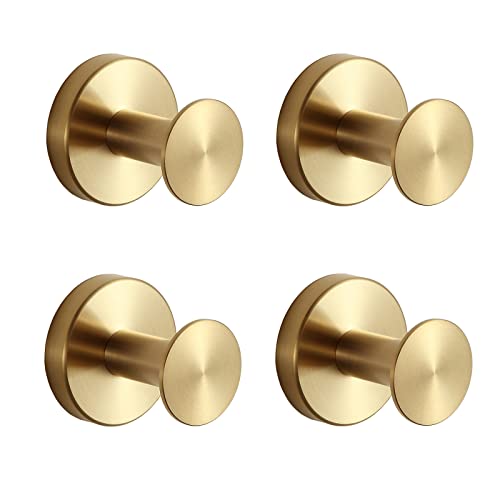 Orlif Bath Towel Hooks,4 Pack Sus304 Stainless Steel Robe Coat Robe Clothes Hook，Heavy Duty Wall Hook For Bathroom & Kitchen Garage Hotel Wall Mounted (Gold) #TOP14