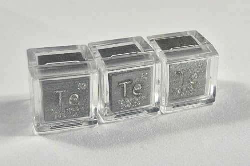 Image of 0.39 inch 10mm Tellurium Metal Cube Te up to 99.99% Pure Periodic Table Element Engraved Density Collection Science Education Display Block Cube + Acrylic Case Box - 1PC