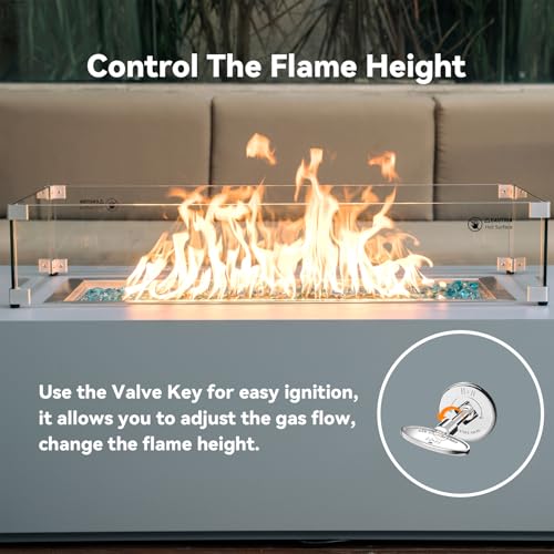 Skyflame 3/4 Inch Straight Gas Key Valve Kit for Fire Pit Fireplace with Flange and 3 Inches Key, Chromed - Thumbnail 4