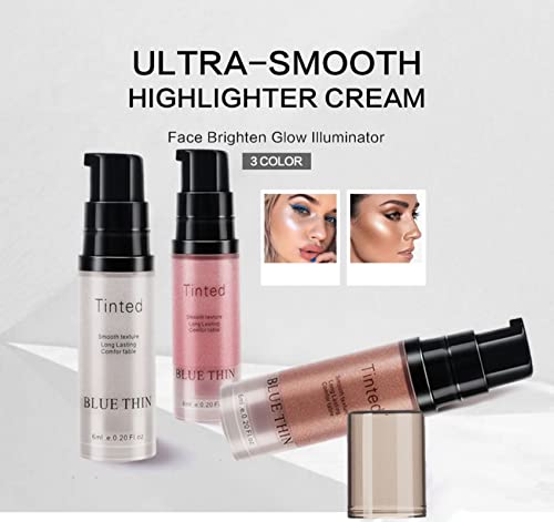3 Pack Liquid Highlighter Makeup Set, Liquid Highlight,Body Highlighter Makeup Smooth Glow Liquid Foundation, Glow Shimmer Waterproof Smooth Highlighter For Face Body Contour Makeup #TOP1