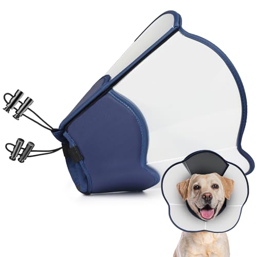 Hard & Heavy Plastic Dog Cone Collar Alternative for Lab Golden GSD (Small&Medium Sized) After Surgery, Large Adjustable Recovery Cone Anti-Lick, Elizabethan Protective Cone of Shame for Healing