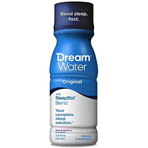 Dream Water Sleep Aid Supplement Drink; Melatonin 5Mg, Gaba, 5-Htp; Zero Sugar, Natural Flavors, No Added Colors, 2.5 Oz Liquid Sleep Shots, Snoozeberry, 4-Count #TOP1