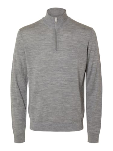Knit Merino Selected Homme col demi-zip pull chaud coupe droite