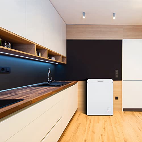 Magic Cool Mccf5Wi Chest Freezer With Adjustable Temperature Control, Free-Standing With Single Flip-Up Lid, Manual Defrost With Drain Perfect For Homes, Garages, Basements, 5-Cu.ft, White #TOP2