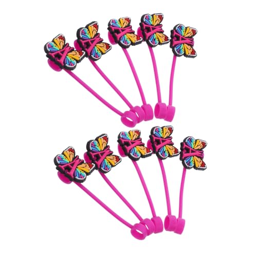 ノーブランド品 12個シリコン製 バタフライストローキャップ 可愛い 防塵ストローカバー 再利用可能な カップ用 デコレーションアクセサリー