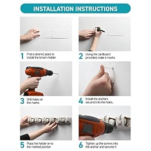 HOME IT Mop And Broom Holder - Garage Storage Systems with 5 Slots, 6 Hooks, 7.5lbs Capacity Per Slot - Garden Tool Organizer For 11 Tools - For Home, Kitchen, Closet, Laundry Room - Off-White 5 41eYNvq8pNL. SS300