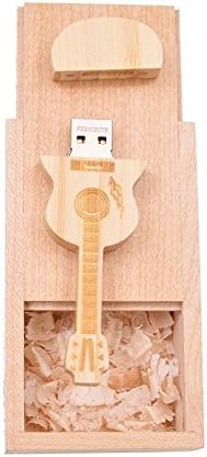 High Speed 64GB USB 2.0 Flash Drive - Novelty Wood Guitar Memory Stick Pendrive - FEBNISCTE Thumb Drive U Disk with Box for Men/Boys/Husband
