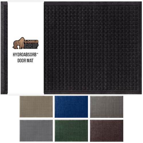 Gorilla Grip Durable All Weather Absorbent Doormat, Dries Quickly, Absorbs Up to 1.7 Cups of Water, Stain and Fade Resistant, Captures Dirt, Indoor and Outdoor Mats, Boot Scraper, 29x17, Black