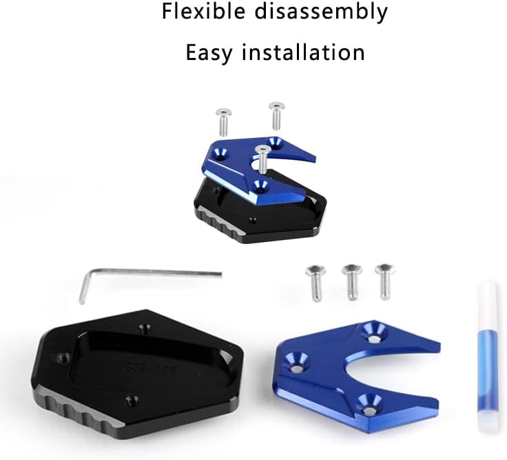 Motorcycle Kickstand Extender Pad for Suzuki GW250/GSX250R/V-Strom DL250, Durable Side Stand Extension Plate, Heavy Duty Kickstand Brace, Enhances Motorcycle Stand Stability,A Black