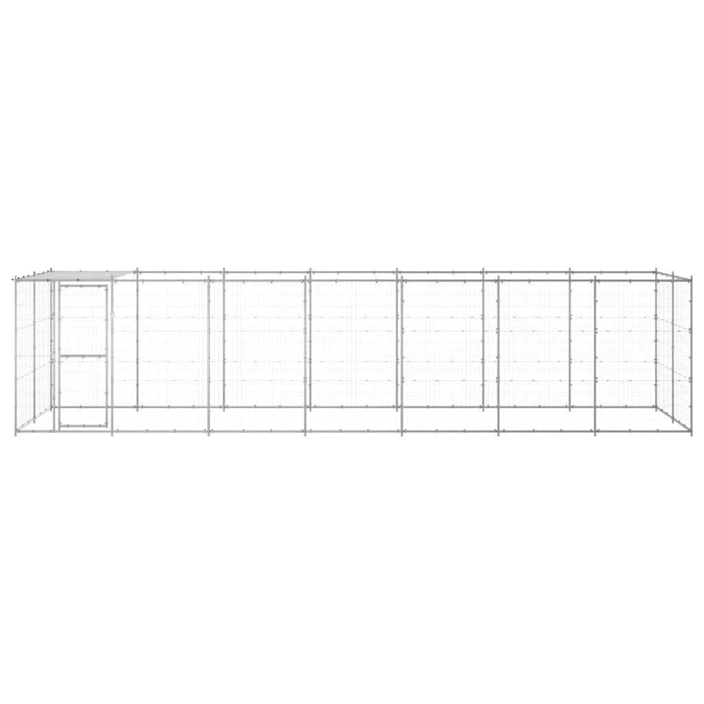 Capota para perros con toldo de acero galvanizado de 16,94 m2 para perros con rejilla, recinto para cachorros, parque y jardín, protección segura para entrenamiento