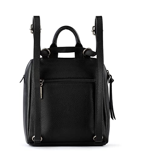 The Sak Loyola Mini Backpack in Leather, Convertible Design with Adjustable Strap, Black4