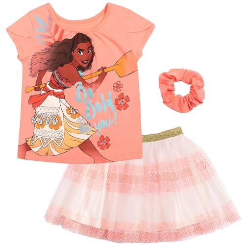 Image of Disney Princess Girls' T-Shirt and Tutu Skirt Set with Scrunchie Toddler to Big Kid