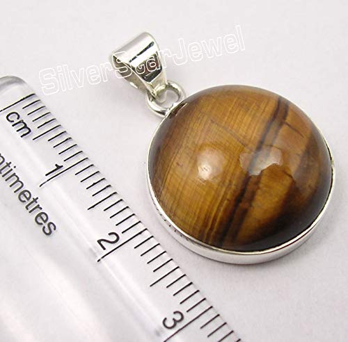 Tiger's Eye Pendant 1.1" Solid Sterling Silver Jewelery Gift New Year Style3