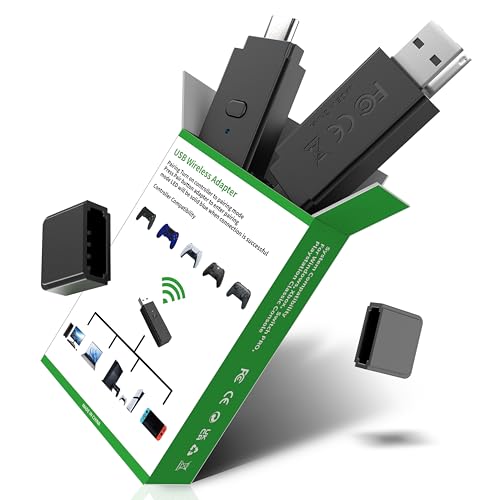 TJPD Pro Wireless Adapter for Xbox One X|S/Xbox Series X|S/Elite Series 2/PS5/PS4/Switch Controller - Play on PS4/Switch（Incompatible with Switch 2）/PC Windows11&10(2 Pics)