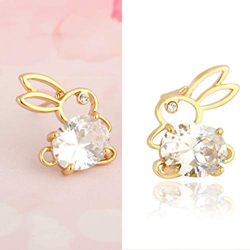 1 Par Brincos De Cristal Namorados Brincos Femininos De Zircônia Brincos De Coelho Brincos De Páscoa
