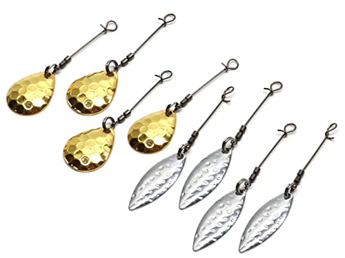 Harmony Fishing – Replacement Blade Assemblies for Razor Series UnderSpins (8 Blade, Swivel, Wire Assemblies – 4 Silver Willow, 4 Gold Colorado)