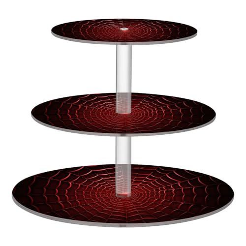 YETTASBIN Halloween Spider Web 3-Tier Acrylic Cupcake Stand for Holding