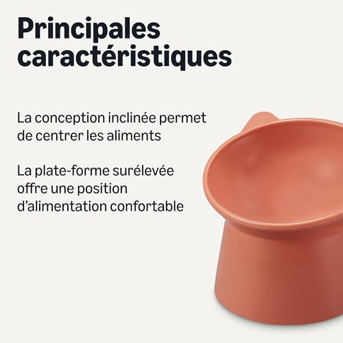 Amazon Basics Mangeoires surélevées pour Chats, en Forme d'oreille de Chat, Paquet de 2, 13,2 × 13,2 × 11,4 cm, Orange et Bleu – vue 2