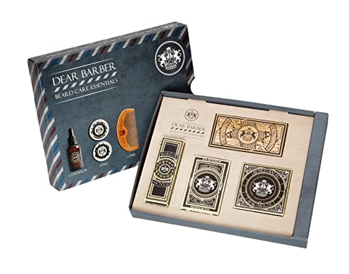 Dear Barber BEARD CARE ESSENTIALS Gift Set for Men – Includes Beard Oil 30ml, Beard Balm 30ml, Moustache Wax 25ml & Pear Wood Beard Comb - Beard Grooming Kit - Image 3