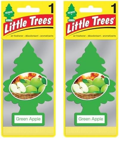 LITTLE TREES Green Apple AIR FRESHENER Single Pack (Pack of 2)