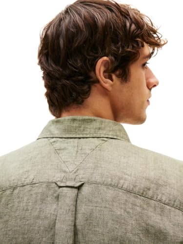 Image of Tommy Hilfiger Men's Long Sleeve Casual Linen Button Down Shirts in Regular Fit