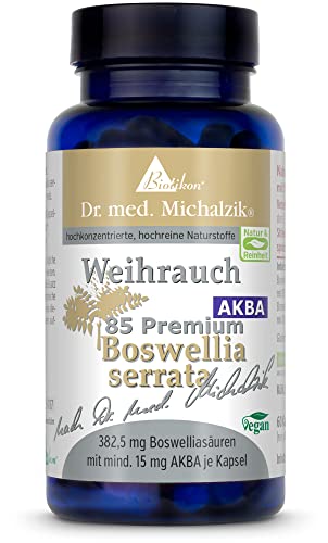 Weihrauch BS-85 AKBA nach Dr. med. Michalzik - 100% indischer Weihrauch - 15mg AKBA je Kapsel - Boswelliasäure 85% - von BIOTIKON®