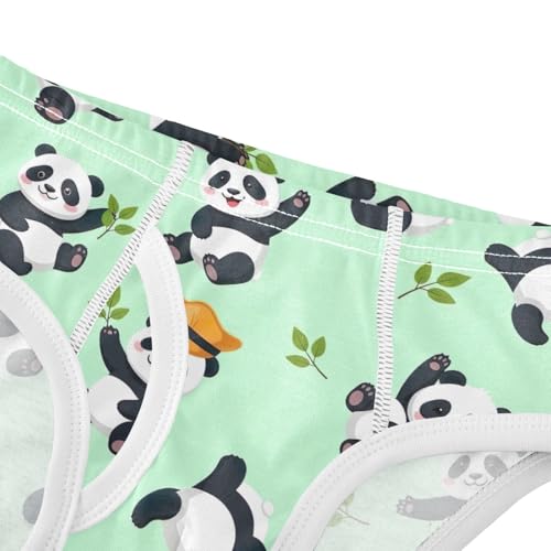 CHIFIGNO Boys Underwear Cotton Briefs Soft Printed Kids Boys Briefs Underwear, Cute Cartoon Pandas Green4