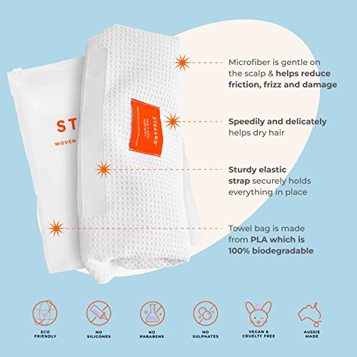 Straand Woven Microfiber Hair Towel - Fast Drying Anti Frizz Hair Towels For Women - Gentle On Your Scalp, Highly-Absorbent Waffle Weave Microfiber Towel For All Hair Types (37In X 32In) #TOP3