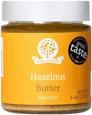 Nutural World - Smooth Hazelnut butter 6 Oz (170g) - 100% Pure/Single Ingredient - Great Taste Award winner