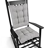 BUYUE Stuhlkissen-Set für Schaukelstuhl, Rückenkissen & Sitzkissen mit Bändern, original gewebte, rutschfeste Stuhlpolster für ältere Menschen, hellgrau
