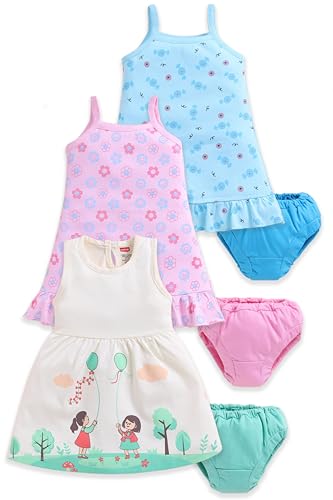 Image of LuvLap Baby Girl 100% Cotton Sleevless Girls Frock Pack of 3