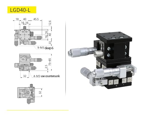 Plateforme de déplacement manuel XYZ LGD40-L table acier type boule - 3
