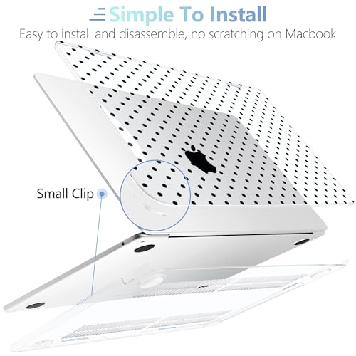 Image of MEEgoodo Case for M5 /M4 /M3 /M2 MacBook Air 13 inch 2026 2025 2024 2022, Fit Model A3449 /A3240 /A3113 /A2681, Case Compatible with MacBook Air 13.6-inch, Poka Dot Black