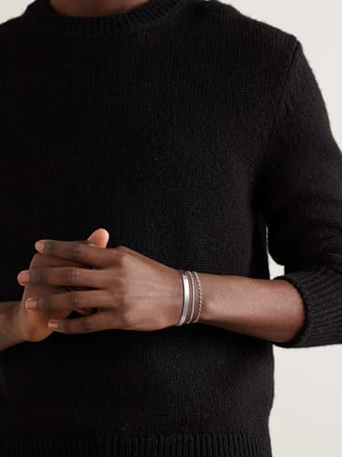 3 Pcs Chain Braclet for Men, Dainty Stackable Sterling Silver Bracelet for Men Non Tanish Simple Cuff Snake Rope Link Chain Bangle Bracelet Set for Mens Jewelry 6.5/7/7.5/8/8.5/9 Inches3