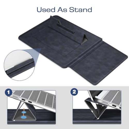 Image of Fintie Sleeve Case for MacBook Neo 13 Inch, MacBook Air 13.6 /13.3 Inch, MacBook Pro 13 Inch, Other Up to 13 inch Laptop Tablet - Slim Bag Cover with Stand, Synthetic Leather, Magnetic Closure, Navy