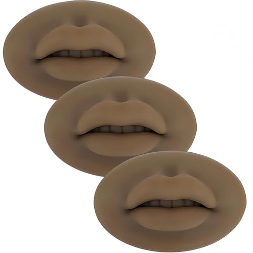 Image of Tattoo Fake Lips 3 Pieces 5D Fake Lips, Silicone Lips for Makeup Practice, Soft Tattoo Practice Lips Model for Semi Permanent Make Up Supplies