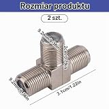 lasuroa 2szt Rozdzielacz Przewodu Koncentrycznego, Stop Cynku Typ F Gniazdo Podwójne F Gniazdo 3-Drogowy Rozdzielacz Anteny Kombiner Złącze Koncentryczne w Kształcie T Adapter Przewodu
