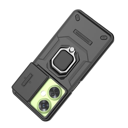 Image of SHINESTAR Tough Armor OnePlus Nord CE 3 Lite 5G Bumper Back Case Cover | Ring Holder & Sliding Camera Shield Cover | 360 Degree Protection Back Case Cover for OnePlus Nord CE 3 Lite 5G (Black)