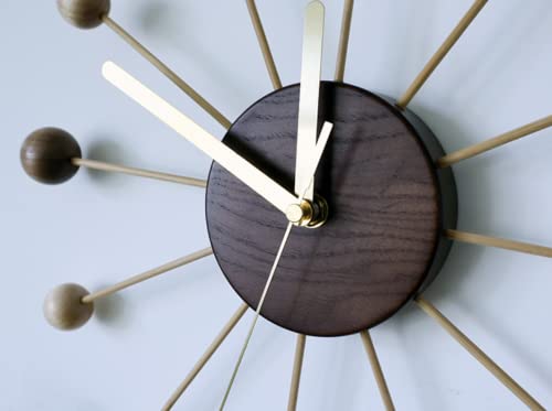 Shisedeco Art Ball Clock In Wood And Bamboo, Decorative Modern Silent Wall Clock For Home,Bedroom,Kitchen,Living Room,Office Etc. - Creative Wooden Mid Century Retro Design (Wood Bamboo Dark Walnut) #TOP2