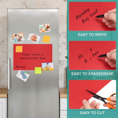 Tableau magnétique effaçable 0,6mm rouge souple pour frigo et bureau