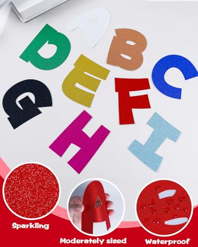 Image of 243 Pcs Glitter Bulletin Board Letters, Numbers and Punctuation 4 Inch | Cut Out Letters for Bulletin Board Decorations, Poster Board Letters Alphabet Cutouts for Classroom Wall Decor (Red)